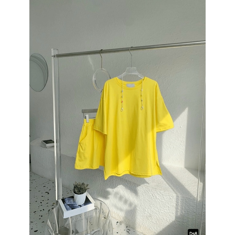 (Free ship) Mẫu Mới Áo Phông | Sét TICi Áo Thun Nữ Xẻ Tà Phối Quần Đùi Mặc Đi Chơi Siêu Cháy UP VLTN Shop