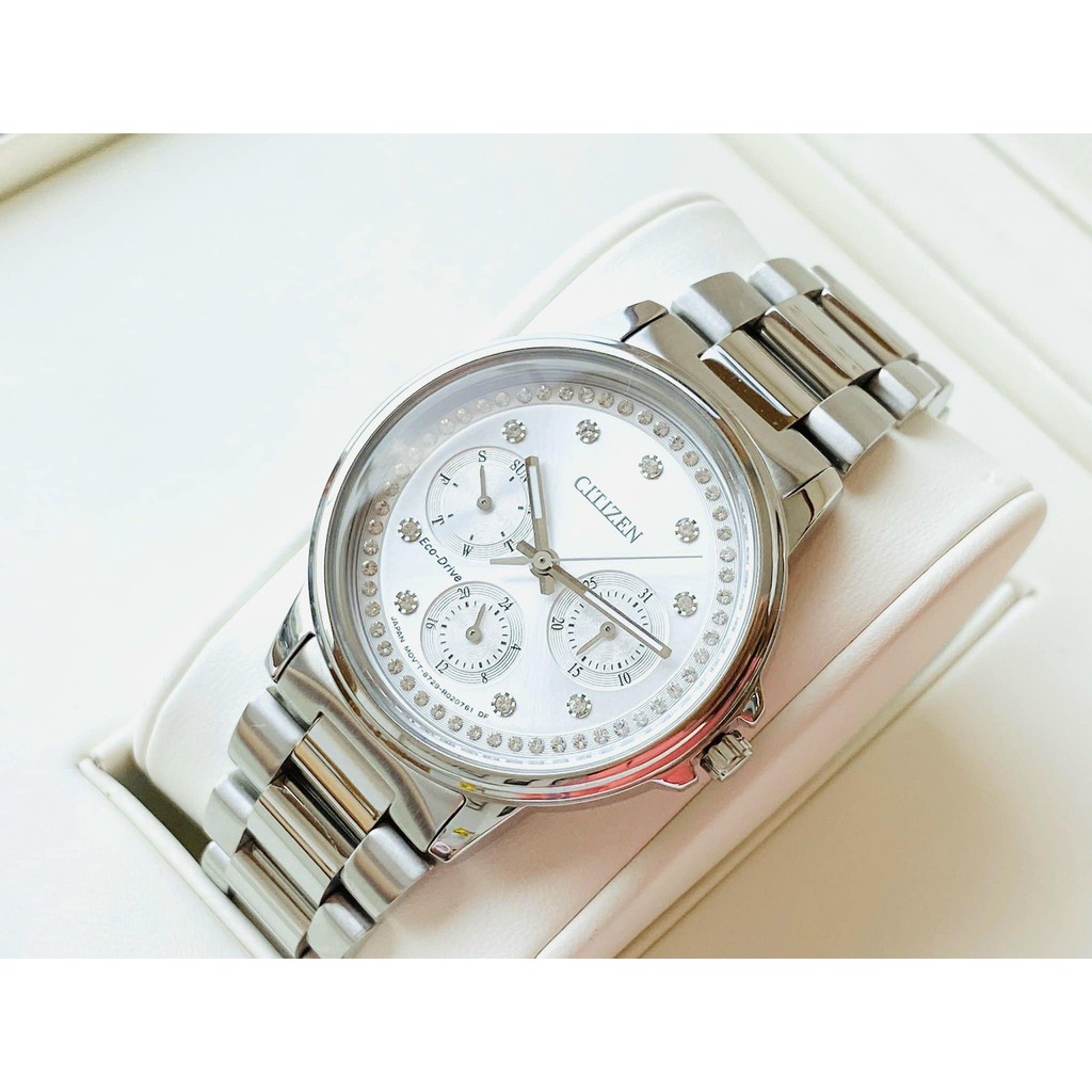Đồng hồ Nữ Citizen Eco-Drive FD2040-57A - Trắng tinh khôi, óng ánh sang trọng cho chị em
