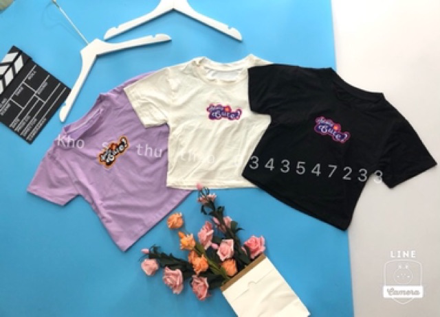 Áo croptop thêu hình chụp thật kèm video