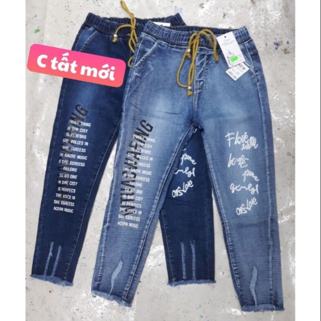 Quần jean 9 tấc lưng thun