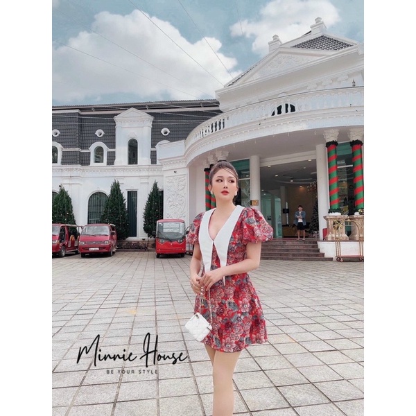 Đầm hoa phối cổ peterpan