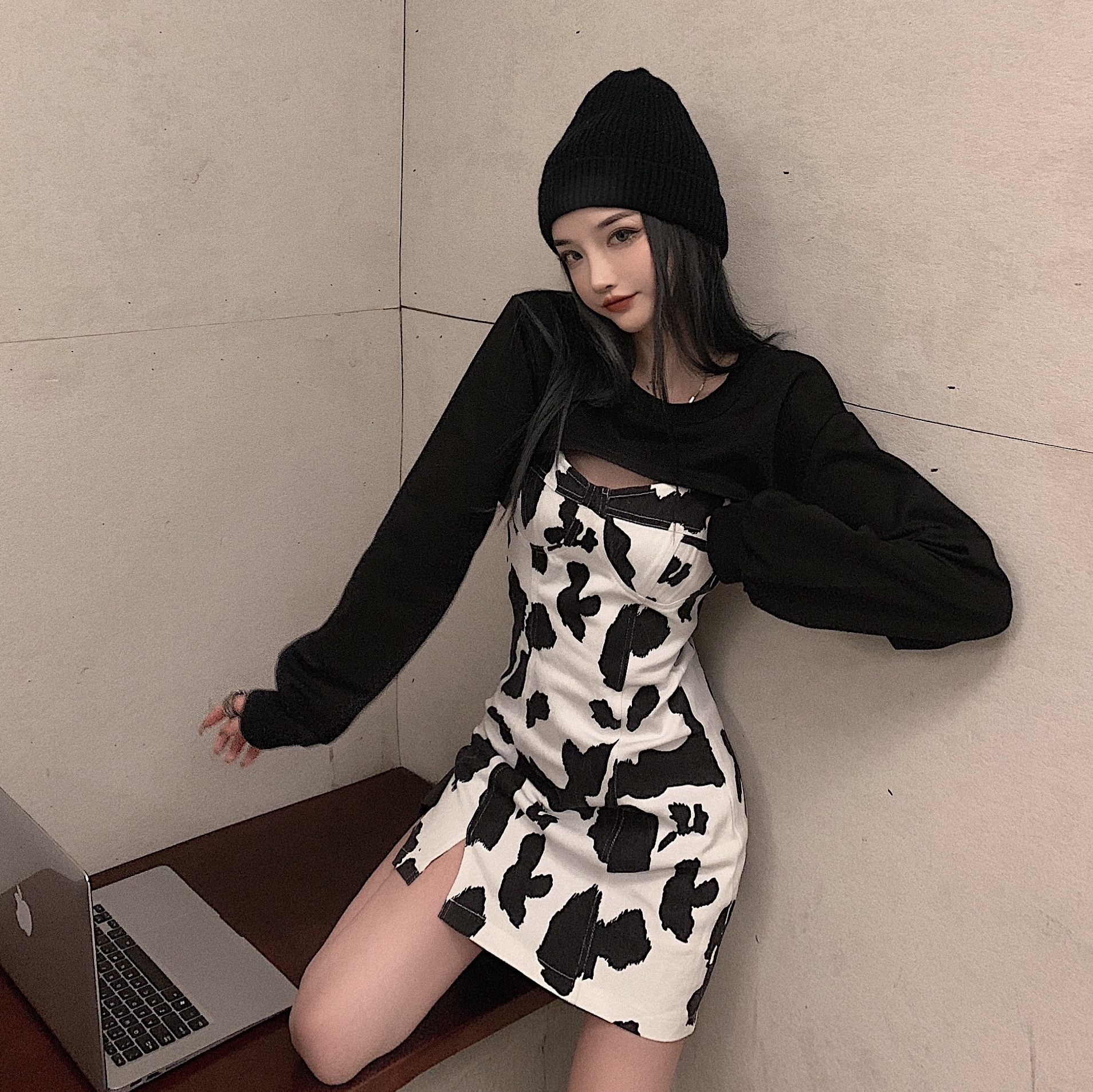 Xiaozhainv Áo Sweater + Đầm Họa Tiết Da Beo Độc Đáo Thời Thượng Dành Cho Nữ | BigBuy360 - bigbuy360.vn