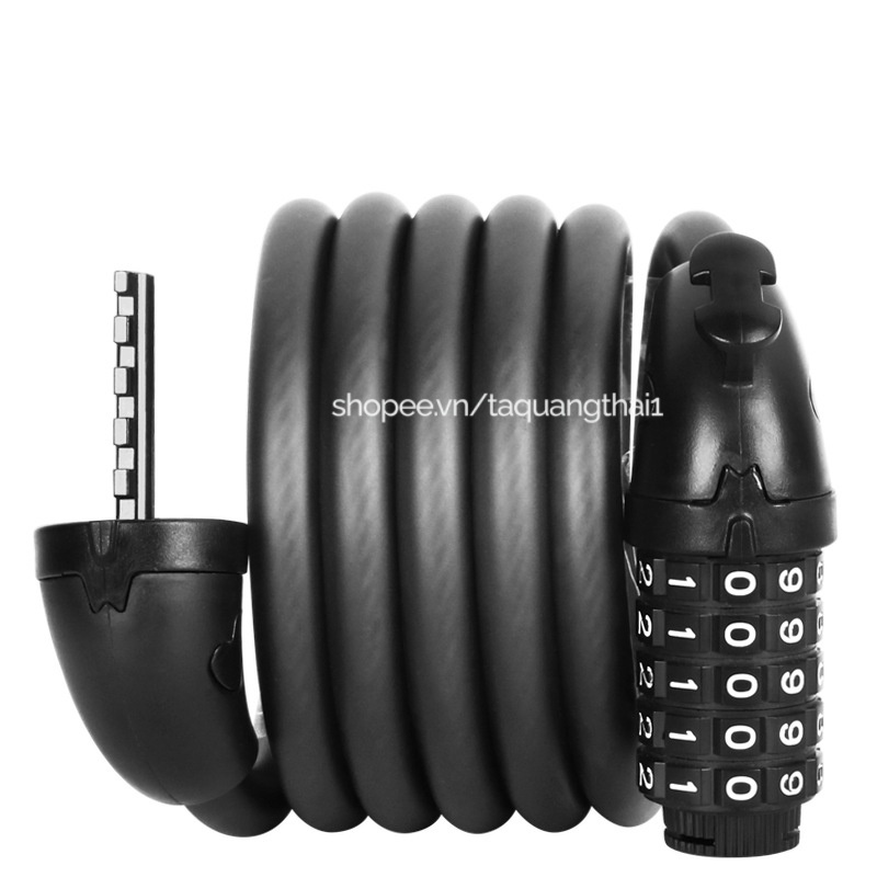 Khóa dây xe đạp 5 số chống nước chất liệu dây cáp dài 1m2 có sẵn kẹp giữ trên yên xe dễ lắp đặt đổi được mật mã cao cấp