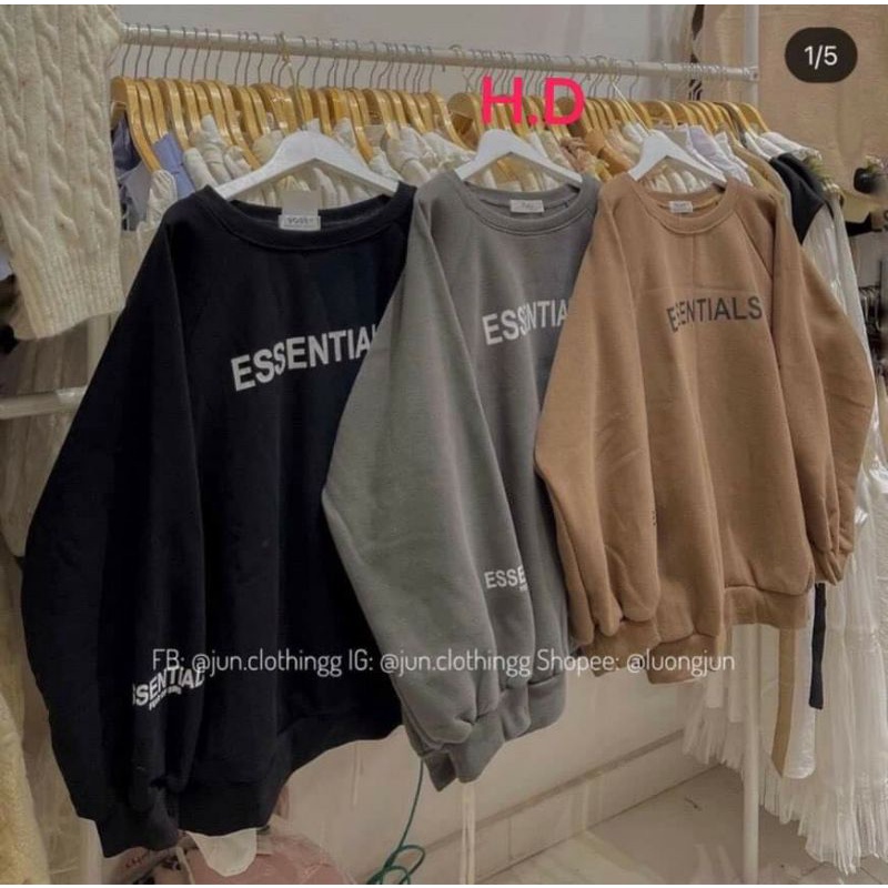 Áo Sweater cổ tròn dài tay bồng Essen, thun hoodie form rộng UlzzangChất đẹp Không Bai xù Trend 2022