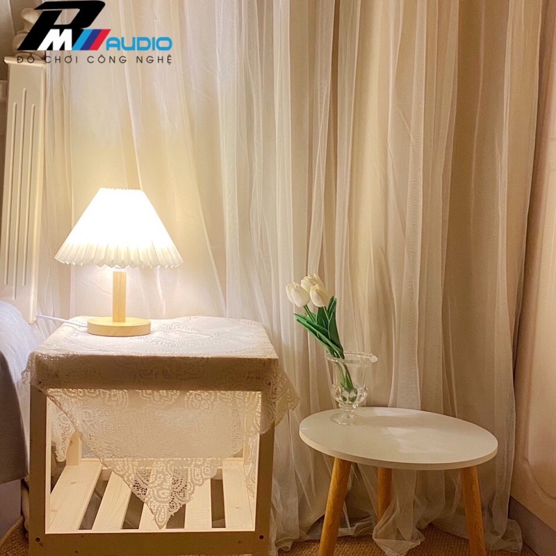 Đèn Ngủ Để Bàn Đèn Trang Trí Thân Gỗ Phong Cách Hàn Quốc - Đèn Ngủ Xếp Ly Kèm Công Tắc điều chỉnh độ sáng-BMVAUDIO