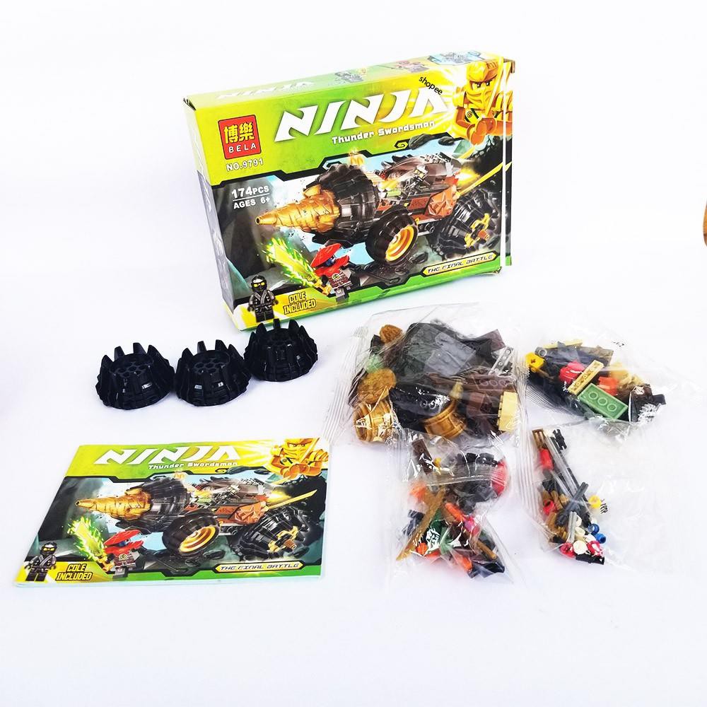 [ Lego ninjago ] ⚡ Ảnh thật ⚡ Lego đồ chơi BELA 9791 cỗ máy chiến đấu của Cole gồm 174 mảnh ghép