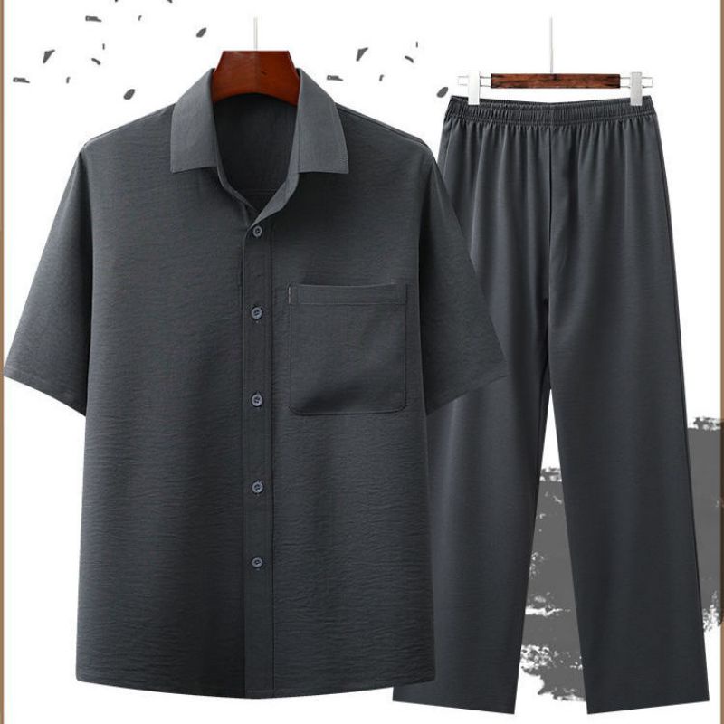 Bộ đũi nam trung niên cho bố bộ mặc nhà dài tay thu đông kiểu dáng sang  trọng