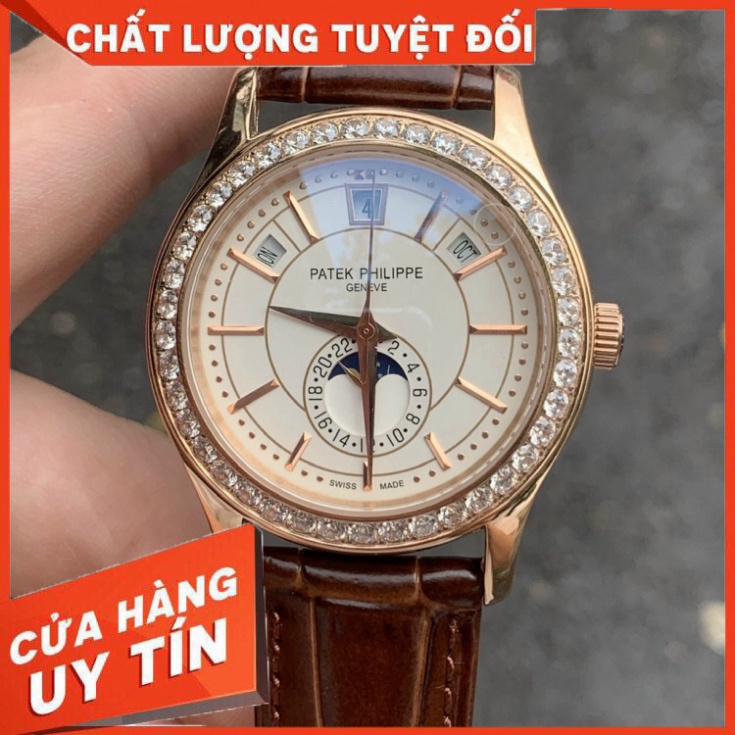 Đồng Hồ Nam Patek Philippe Complications PA35 Case 40mm Viền đá Máy Cơ Automatic Nhật
