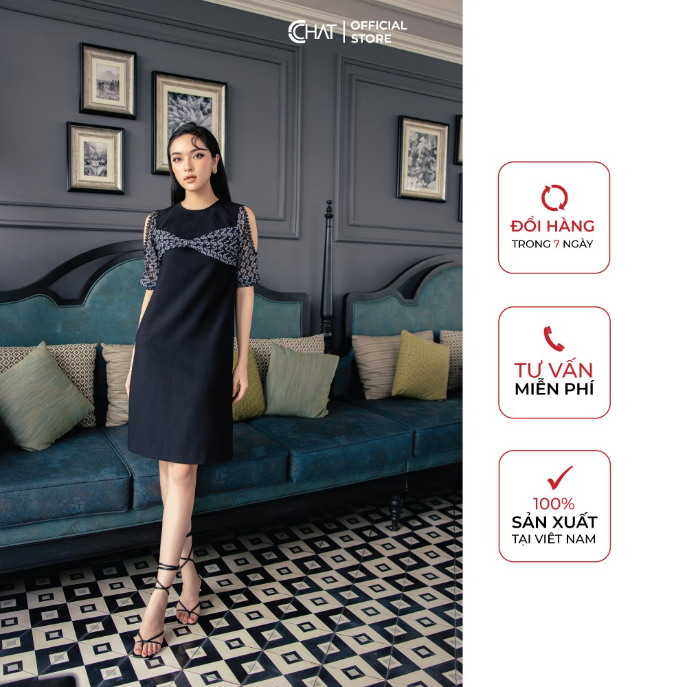 Váy dáng A nơ ngực CCHAT