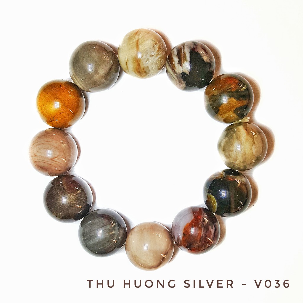 Vòng phong thủy gỗ hóa thạch size lớn V036b