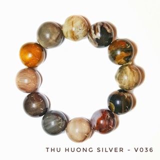 Vòng phong thủy gỗ hóa thạch size lớn V036b