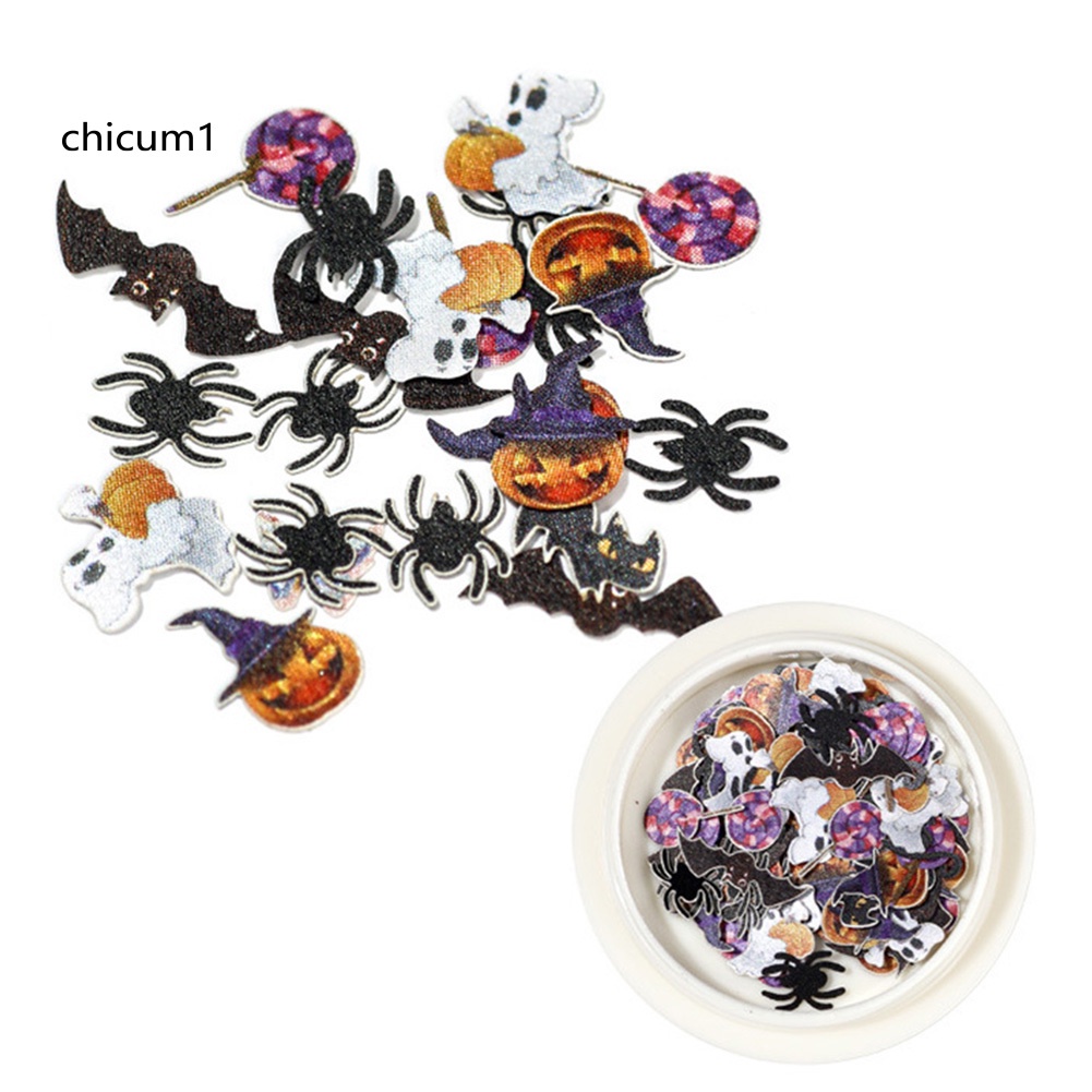 CH*Halloween Multicolor Pumpkin Ghost Spider Witch Nail Art Stickers Decals Decor