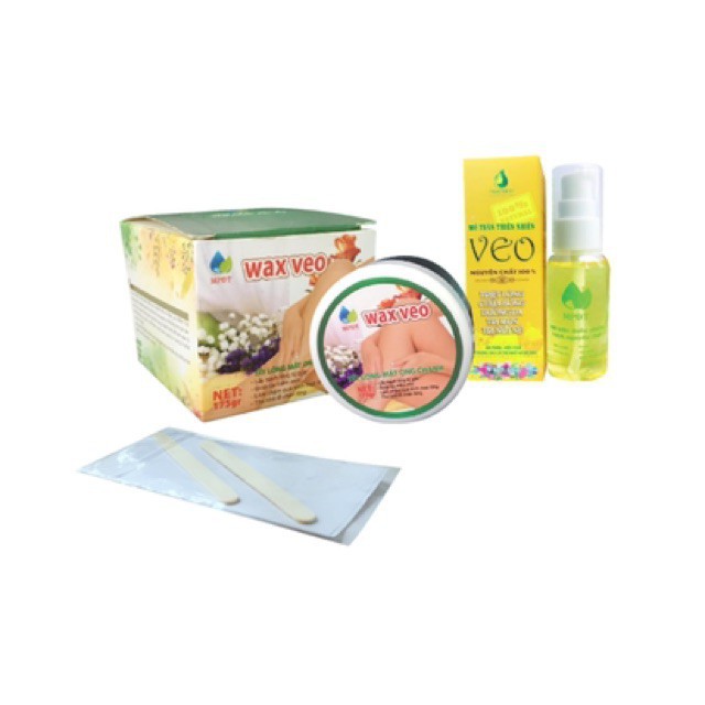 Set wax lông + mỡ trăn Tường Vy triệt lông tặng èm Que gạt và giấy wax lông chuyên dụng Hồ Lô Kids