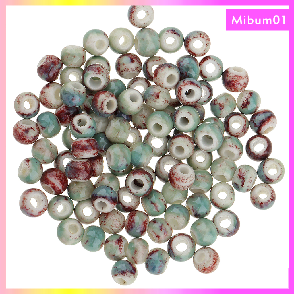 Set 100 hạt gốm tròn 6mm dùng làm trang sức thủ công độc đáo