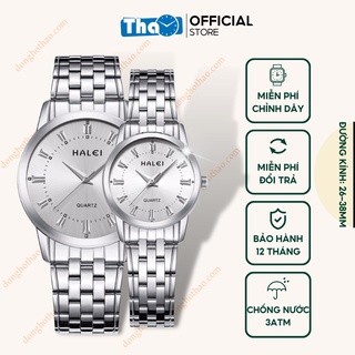 Đồng Hồ Cặp Đôi Nam Nữ Halei 502 Dây Trắng Mặt Trắng