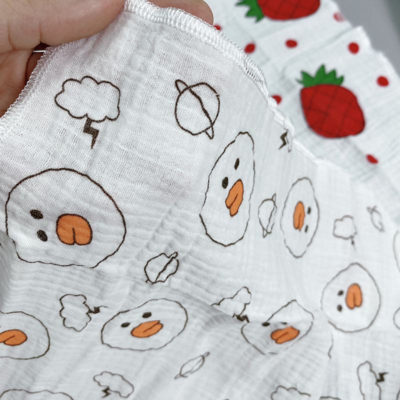 Khăn mặt cho bé, Set 5 khăn mặt sợi tre nhăn Wooyi họa tiết 100% cotton organic, kích thước 30x30cm