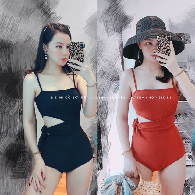 Bikini đồ bơi liền mảnh nơ đi biển nữ