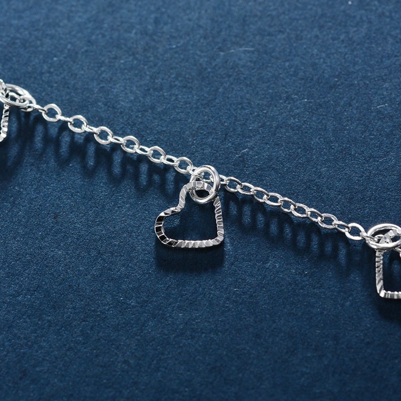 Lắc chân/ Vòng tay bạc 925 sterling phối mặt trái tim cho nữ