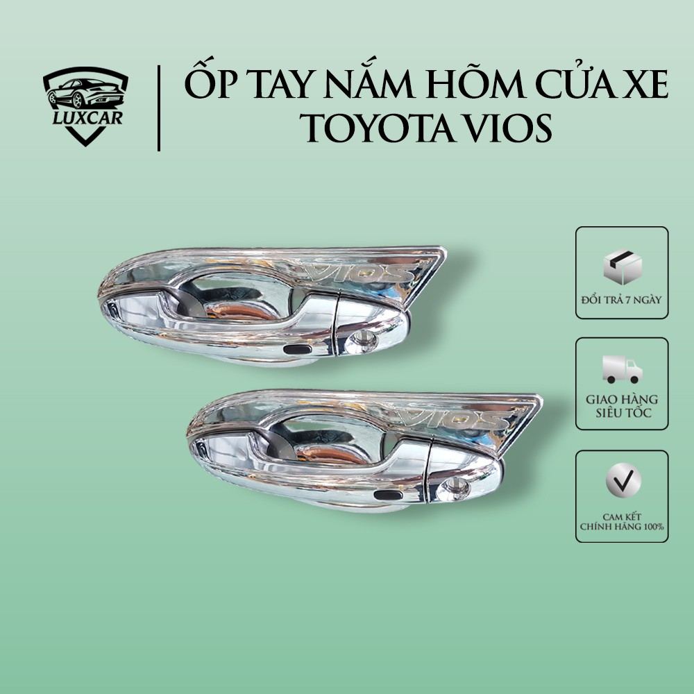 Ốp tay nắm hõm cửa xe TOYOTA VIOS Đời 2019-2021 - Nhựa ABS mạ Crom LUXCAR cao cấp