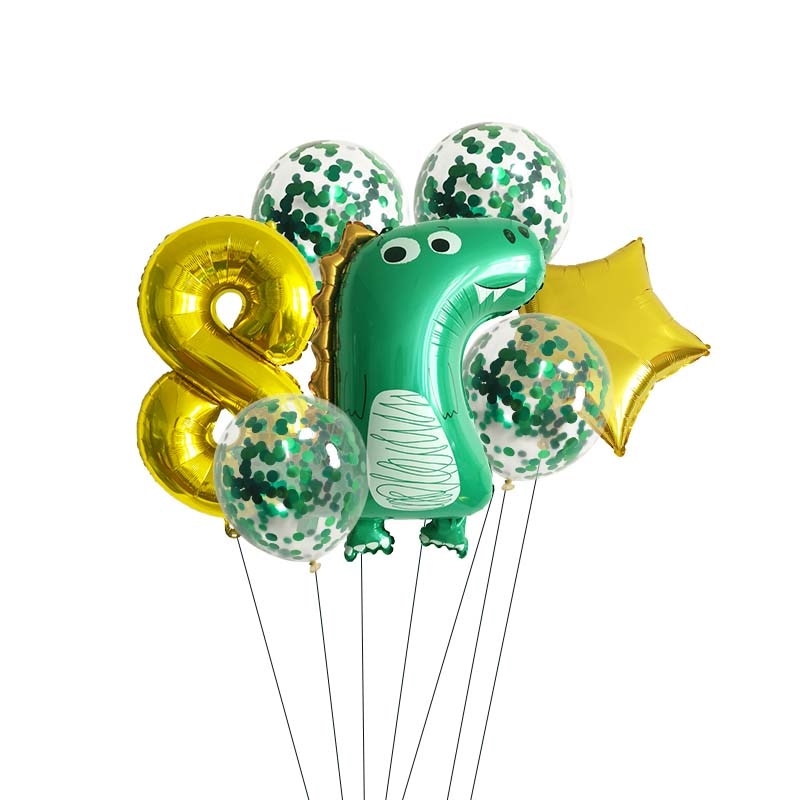 Bộ 7 Bong Bóng Hình Khủng Long 0-9 Trang Trí Tiệc Cho Bé