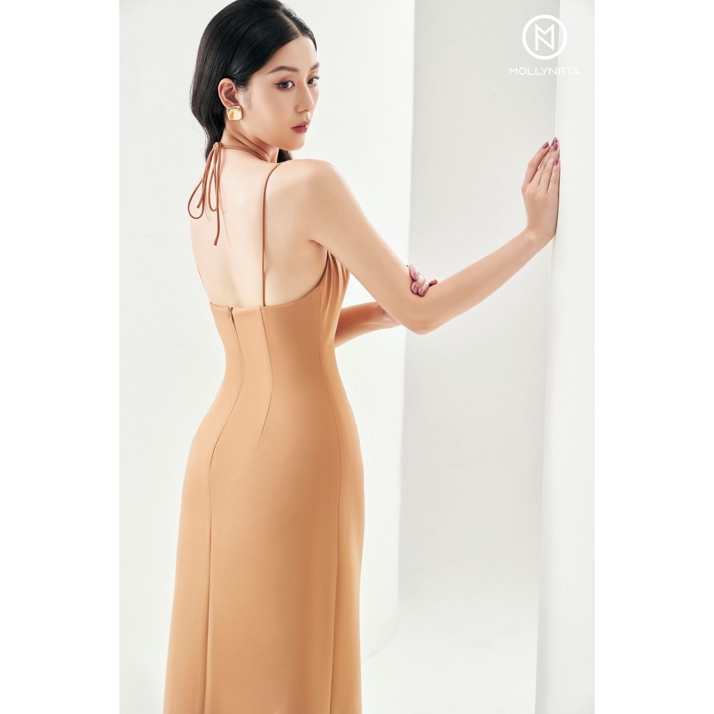 MOLLYNISTA - Đầm Petty dáng yếm khoét cánh hoa quyến rũ nữ tính thiết kế cao cấp đi chơi đi tiệc gợi cảm