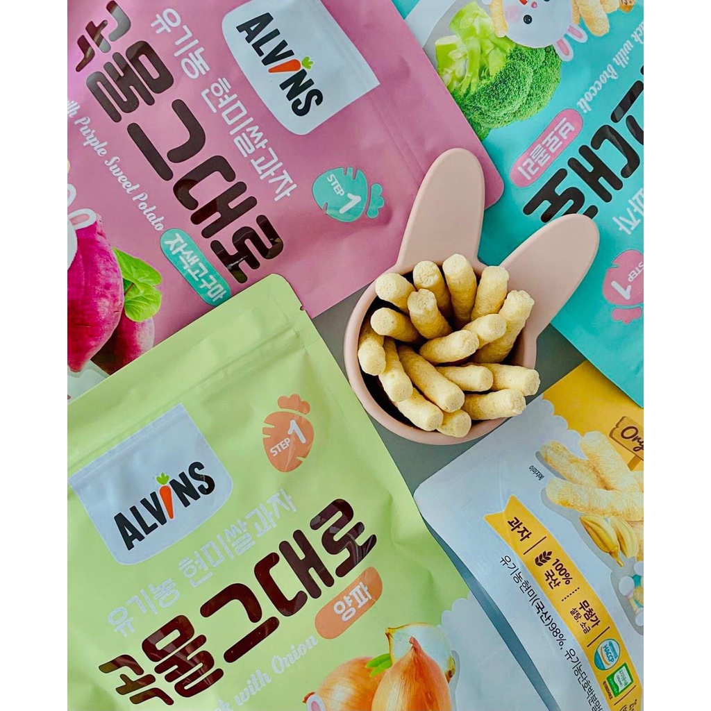 Bánh Gạo Lứt Ăn Dặm Hữu Cơ  ALVIN'S Hàn Quốc Cho Bé 6M Thơm Ngon, Dễ Tan