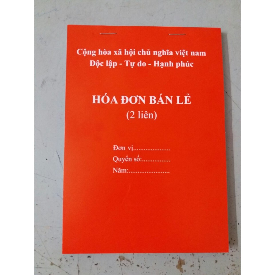 Sỉ 10 Quyển Hóa đơn bán lẻ liên cacbon nhỏ 2 liên M hàng đẹp, cao cấp màu đỏ 2 liên để giấy than