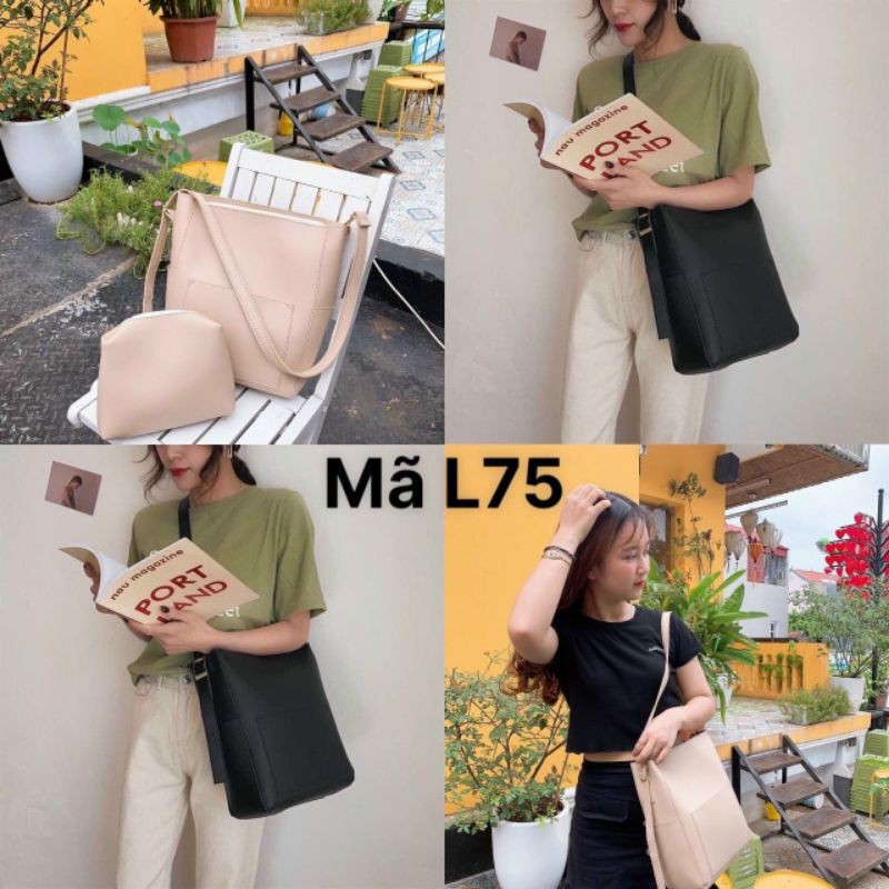 Túi Totebag nữ giá rẻ đựng A4 tặng kèm ví TIMI STORE TM06