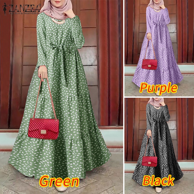 Zanzea Đầm Dài Tay Không Đối Xứng Phong Cách Hồi Giáo Thời Trang Cho Nữ