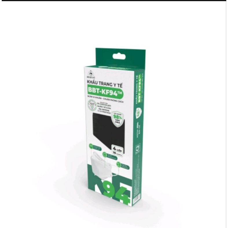 Khẩu trang KF94 4 lớp Bông Bạch Tuyết màu đen.