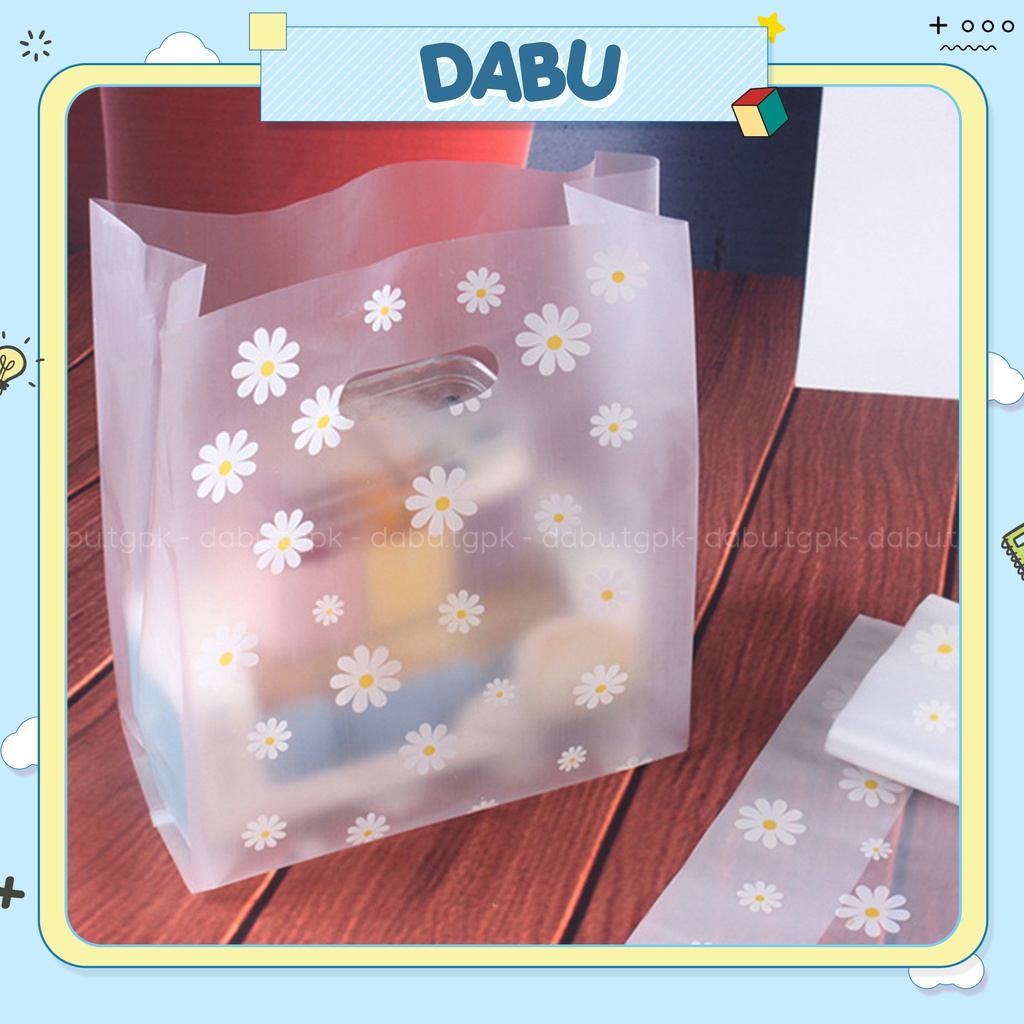 Set 20 túi nilon PE trong suốt họa tiết hoa cúc DABU size 30x40 cm