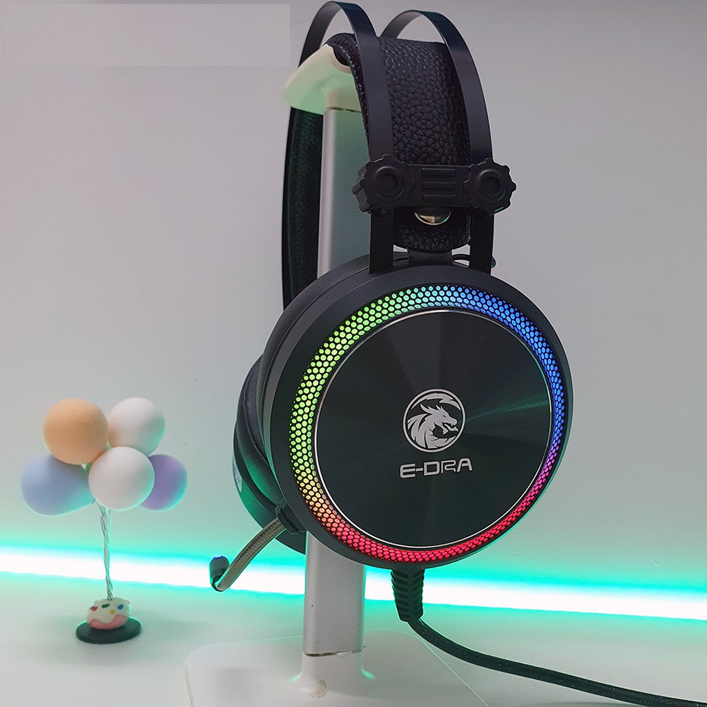 Tai nghe chơi game có dây  E-Dra EH412 Pro Black - Kết nối USB - Âm thanh giả lập 7.1 - Led RGB