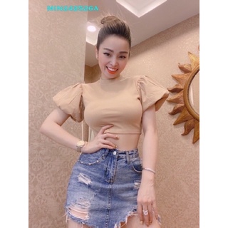 Áo thun croptop tay bồng
