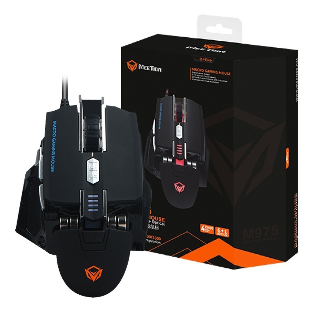 Chuột Gaming Meetion MT975 - Thiết kế cực bá cháy - Độ bền 50 triệu lượt click - Màu trắng và đen - Bảo hành 12 tháng