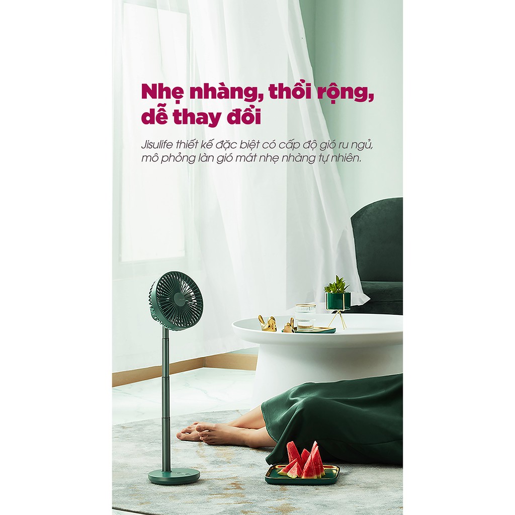 Quạt mini để bàn  tích điện  tự động xoay chính hãng Jisulife, pin 8000 mAh, chỉnh cao thấp tùy ý, bảo hành 12 th | BigBuy360 - bigbuy360.vn