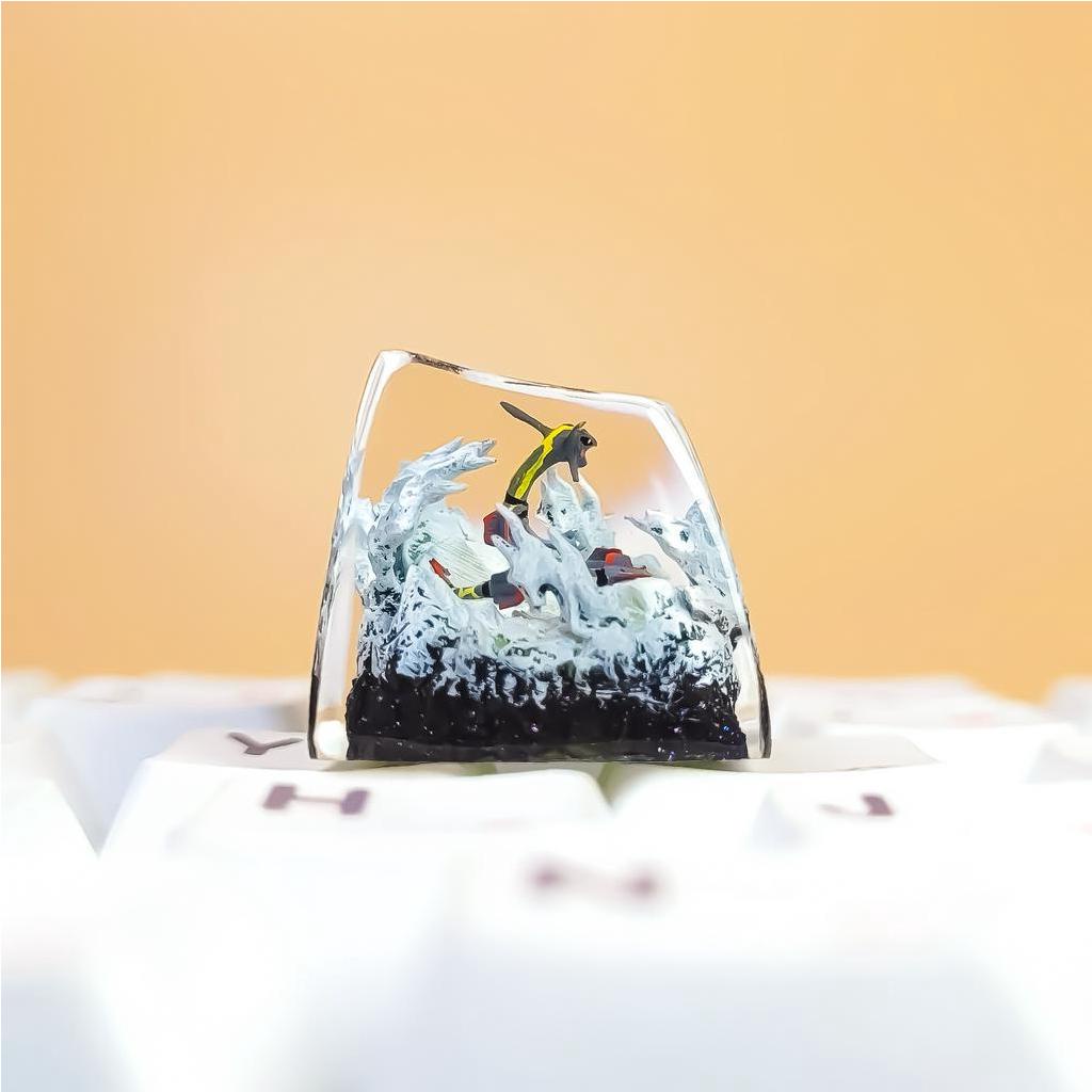 Nút bàn phím Pokemon, nút bàn phím Shiny Rayquaza , Bàn phím nhân vật hoạt hình - Rayquaza keycap,POKÉMON Artisan Keycap