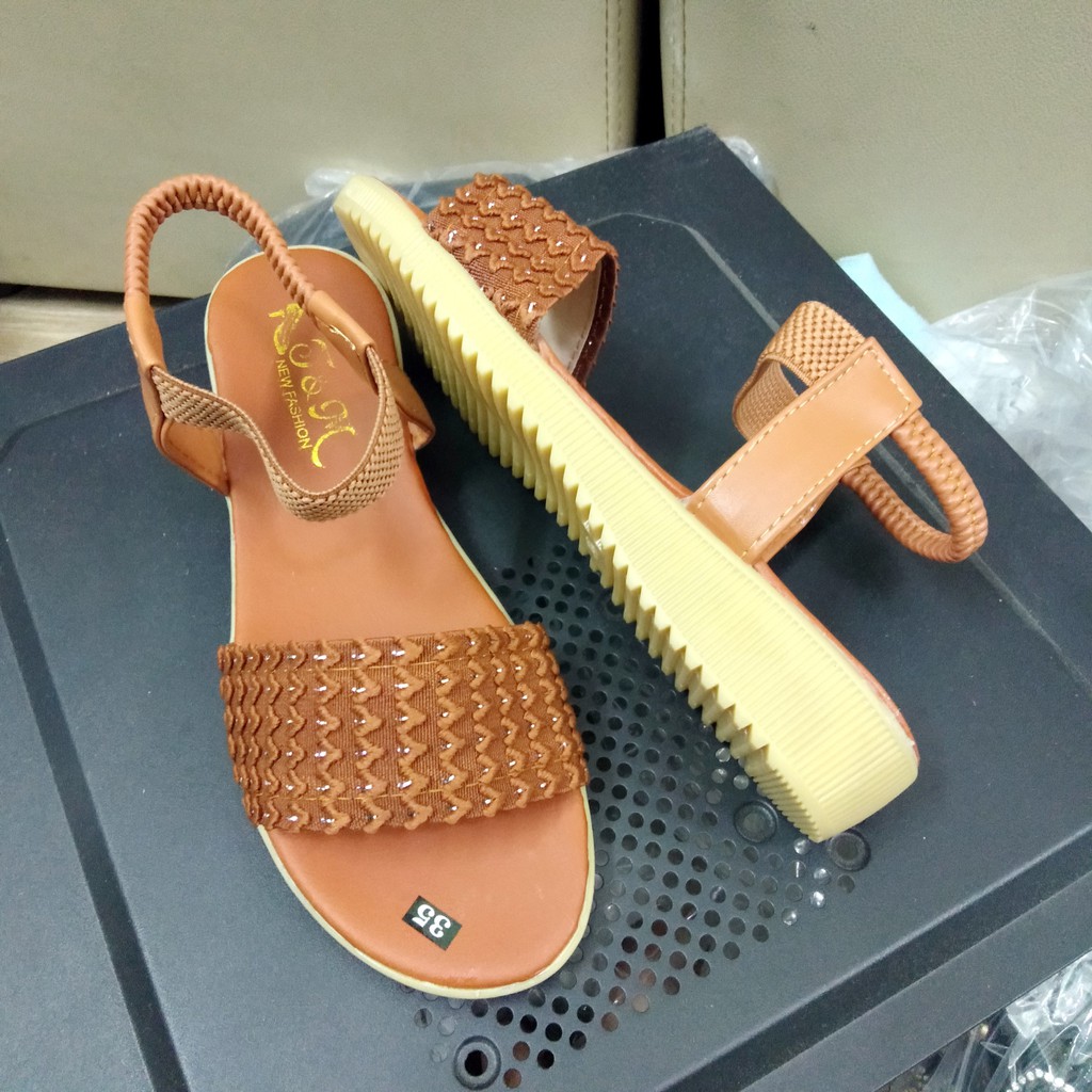 Giày Sandal thun đế xuồng 3p quai ngang kim tuyến