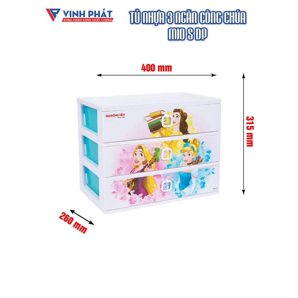 TỦ NHỰA MIO-S DP 3 NGĂN BỘ SƯU TẬP CÔNG CHÚA DISNEY ĐẠI ĐỒNG TIẾN