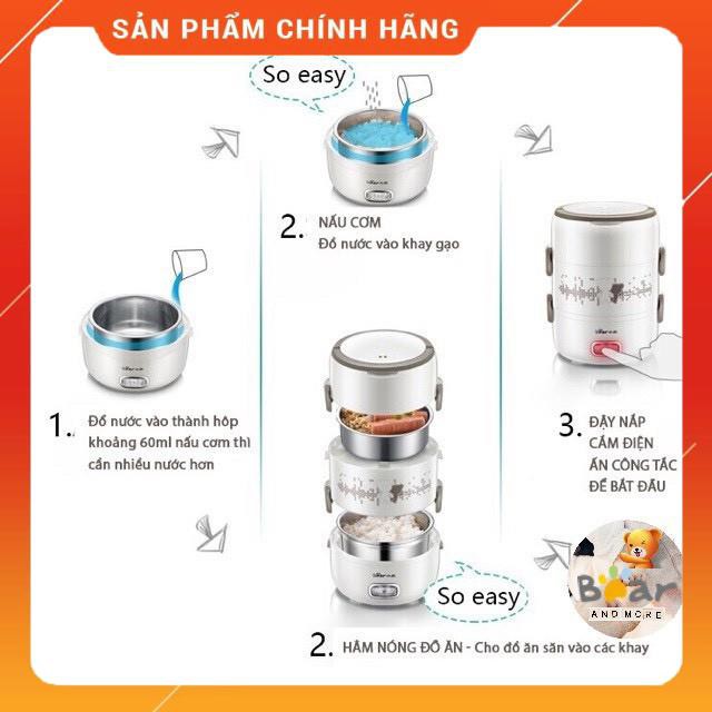 Hộp cơm cắm điện Bear DFH-S2358, 3 tầng, nấu chín, giữ nhiệt và hâm nóng cho thức ăn | BigBuy360 - bigbuy360.vn