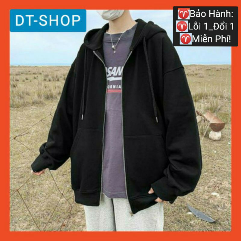 [ VẢI NỈ - SIÊU ĐẸP ] Áo Khoác hoodie form rộng Đen Khoá Kéo Siêu Hot 2021 dành cho nam và nữ