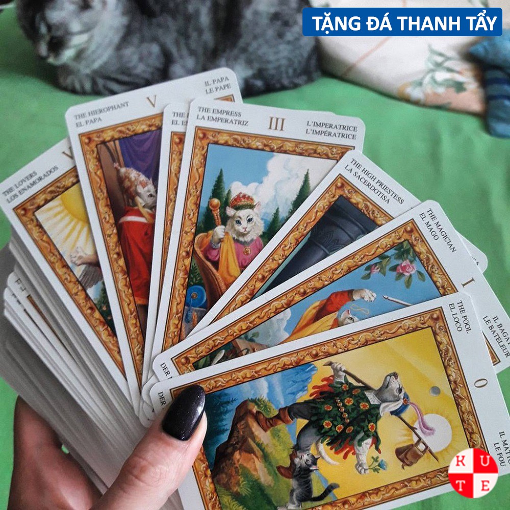 Bài Tarot Of White Cats 78 Lá Bài Tặng File Tiếng Anh Và Đá Thanh Tẩy C226