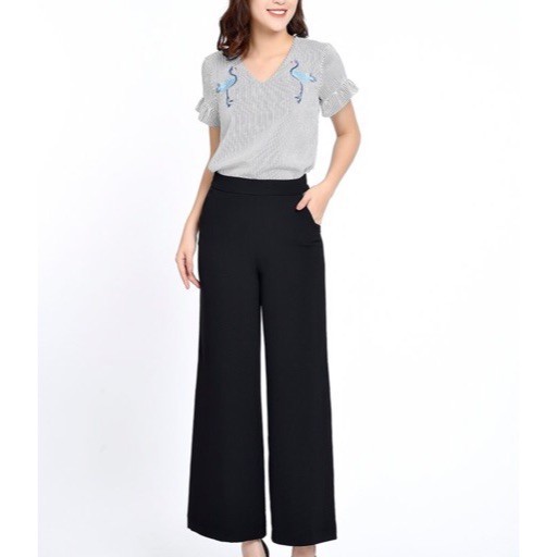 Quần Culotte khoá sườn dáng dài eo thon chất cát hàn