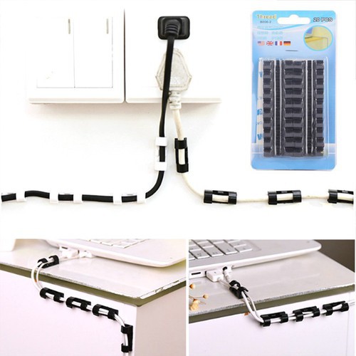 Bộ 20 miếng nẹp dán tường đi dây điện - kẹp cố định nút giữ luồn dây điện - nẹp dán tường đi dây điện thông minh