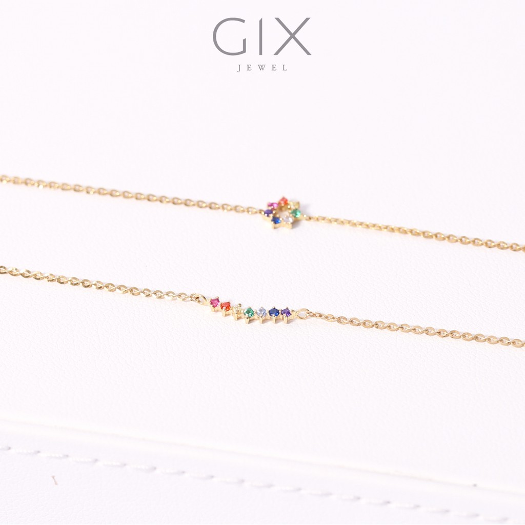Lắc tay bạc cao cấp mạ vàng cầu vồng hoa Gix Jewel LT09