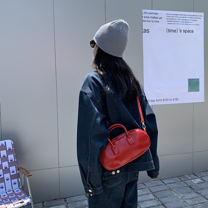 Túi đeo chéo IELGY màu trơn đơn giản phong cách retro thời trang cho nữ