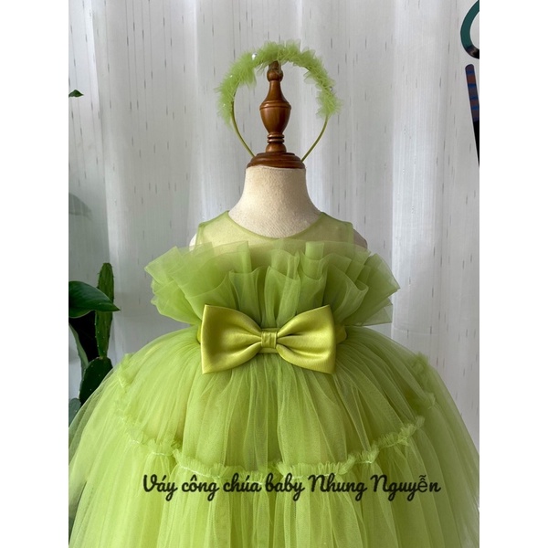 Váy công chúa baby Nhung Nguyễn mèo xanh bơ cf