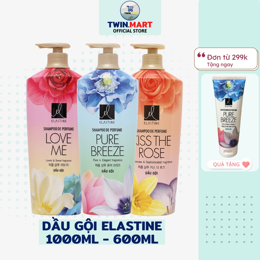 [Đơn 299k tặng dầu xả 36k] Date xa Dầu gội Elastine hương nước hoa - Hàn Quốc - Love Me - Pure Breeze - Kiss the rose