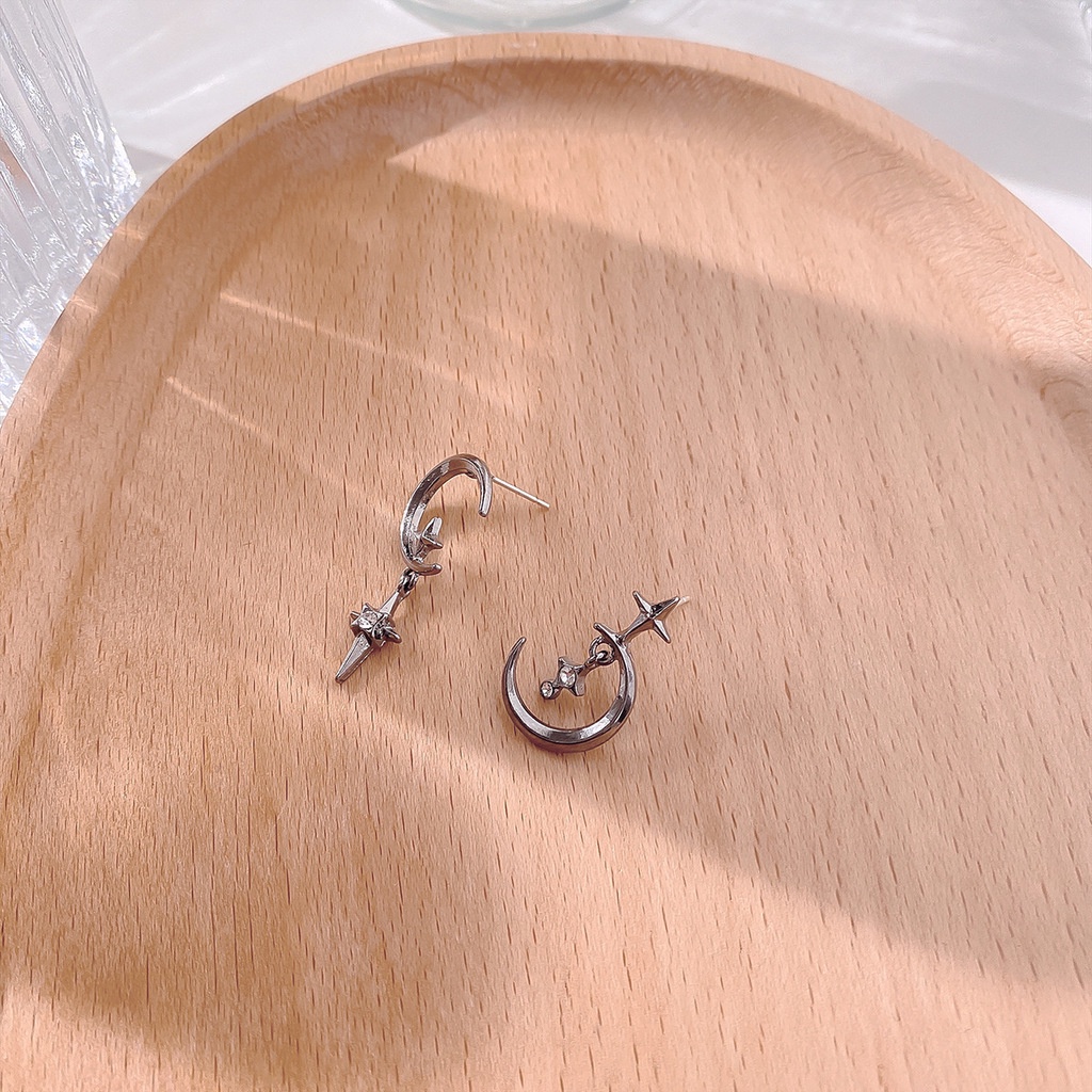 Bông Tai Đính Đá Kim Cương Màu Bạc Phong Cách Âu Mỹ Cá Tính Đơn Giản Cho Nữ