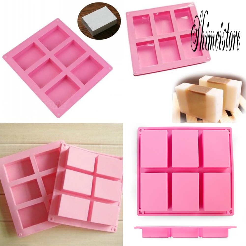 [Hot]♨ Khuôn Silicone 6 Ngăn Tạo Hình Chữ Nhật Trang Trí Bánh