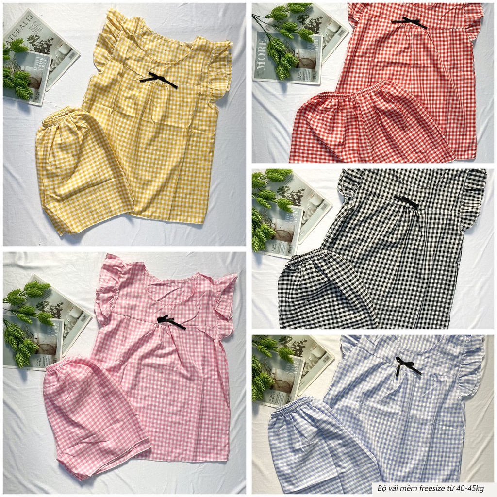 Đồ bộ mặc nhà freesize từ 40-45kg , đồ bộ cho nữ, cho bé gái lớn vải mềm - B45